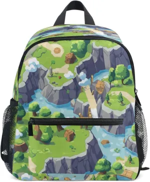 Kids Backpacks Teens Girls Waterproof Diaper Bag Backpack with Chest Strap Game Map