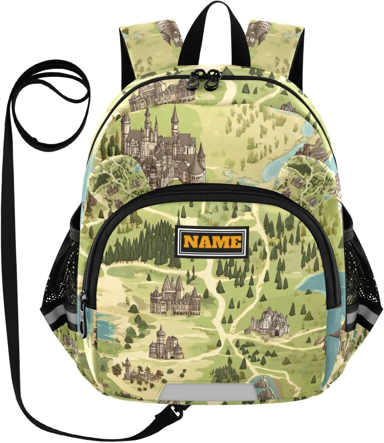 KLL Custom Cute Ears Cool Backpacks Leash Boy's/Girl's Anti-Lost Personalized Mini Bag with Reflective Strip S Game Map