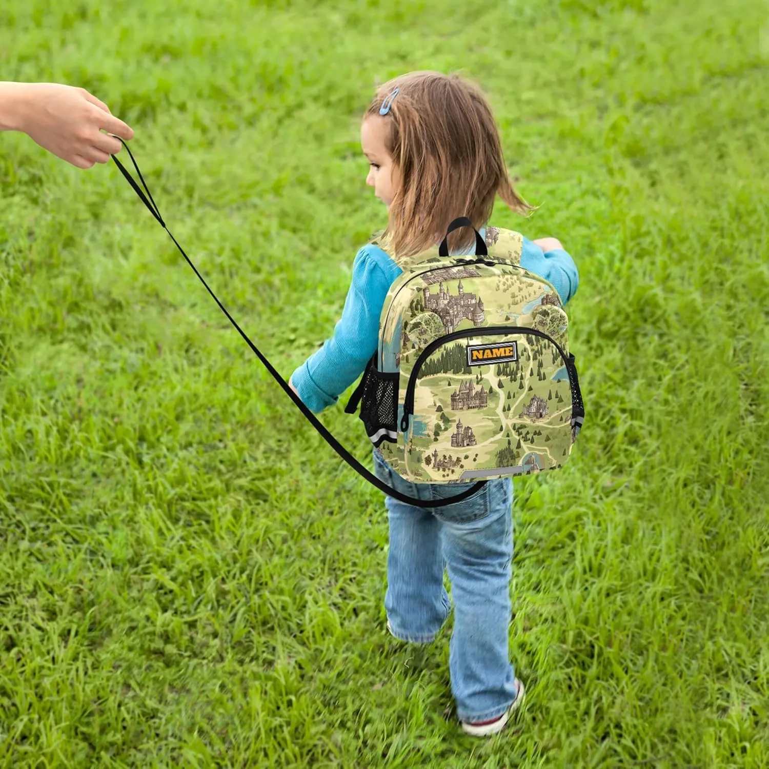 KLL Custom Cute Ears Cool Backpacks Leash Boy's/Girl's Anti-Lost Personalized Mini Bag with Reflective Strip S Game Map