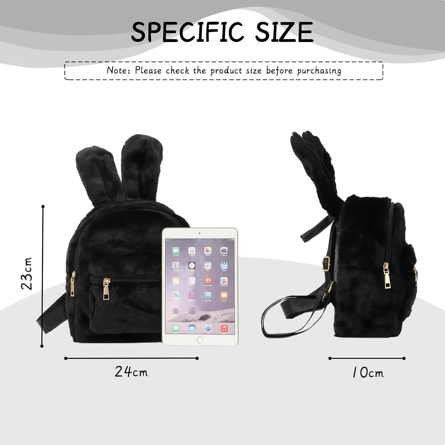 Lanpet Cute Bunny Backpacks for Women Rabbit Ears Backpack Fluffy Shoulder Bag Satchel