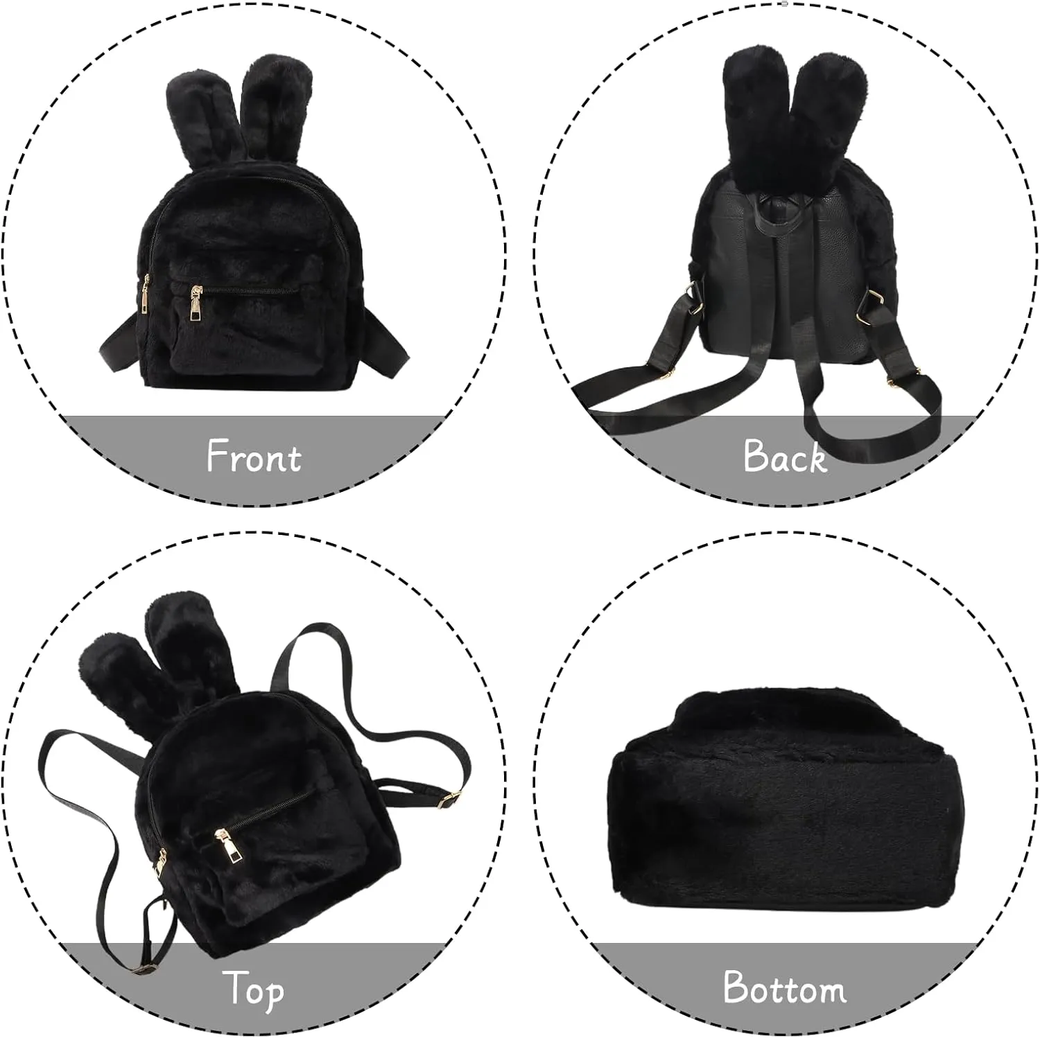 Lanpet Cute Bunny Backpacks for Women Rabbit Ears Backpack Fluffy Shoulder Bag Satchel