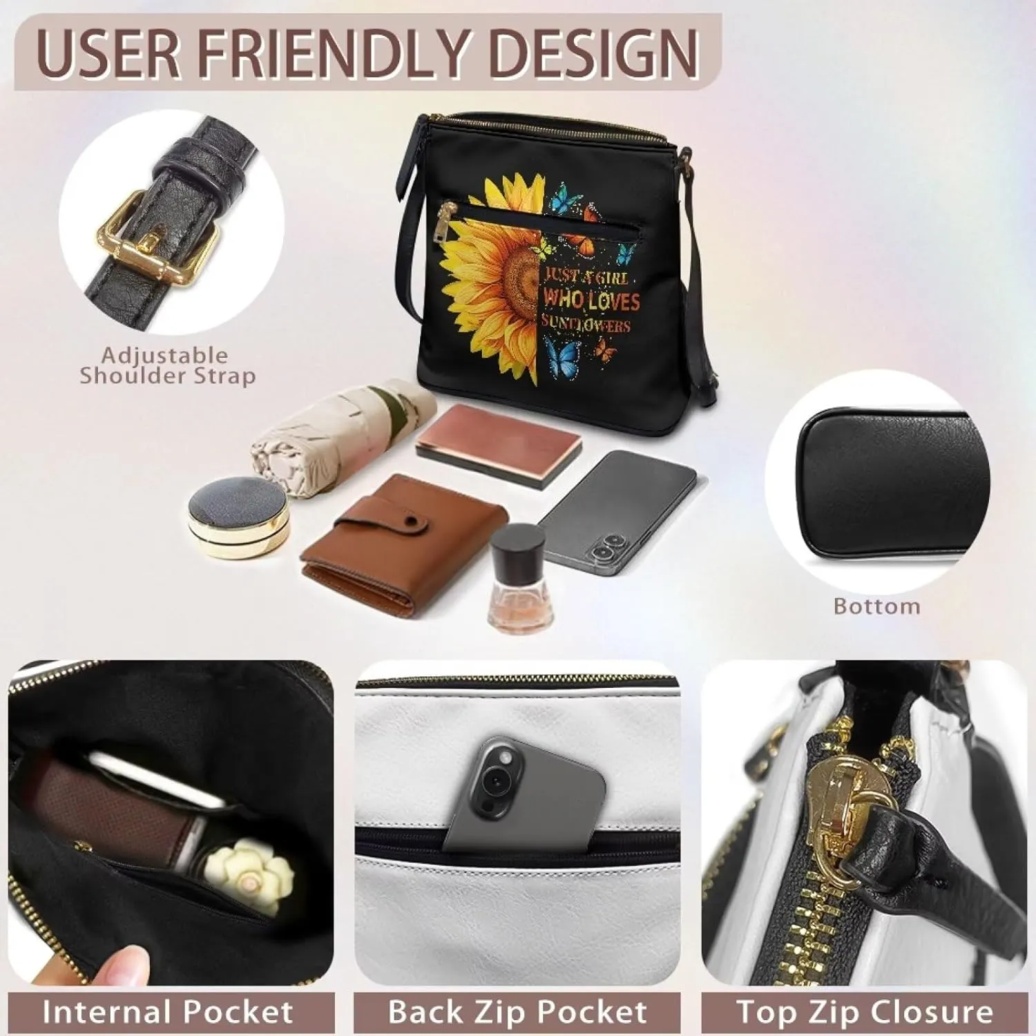 Leather Crossbody Hobo Purses for Women, Ladies Shoulder Bags Handbags Sling Messenger Bag