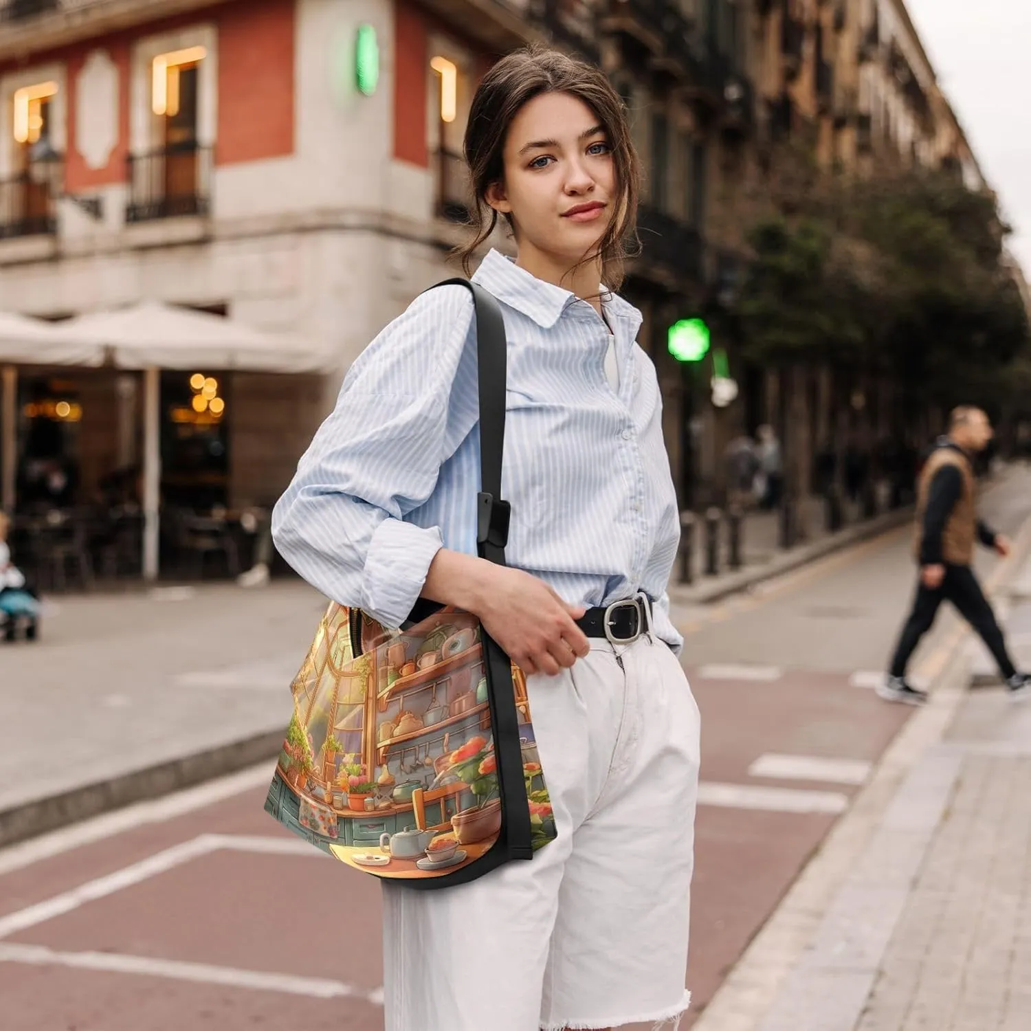 Lemons in Watercolor Tree Vegan Crossbody Bag, Faux Leather Bag, Men Shoulder Bags