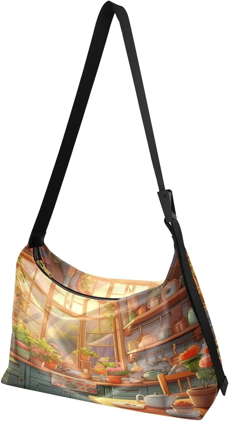 Lemons in Watercolor Tree Vegan Crossbody Bag, Faux Leather Bag, Men Shoulder Bags