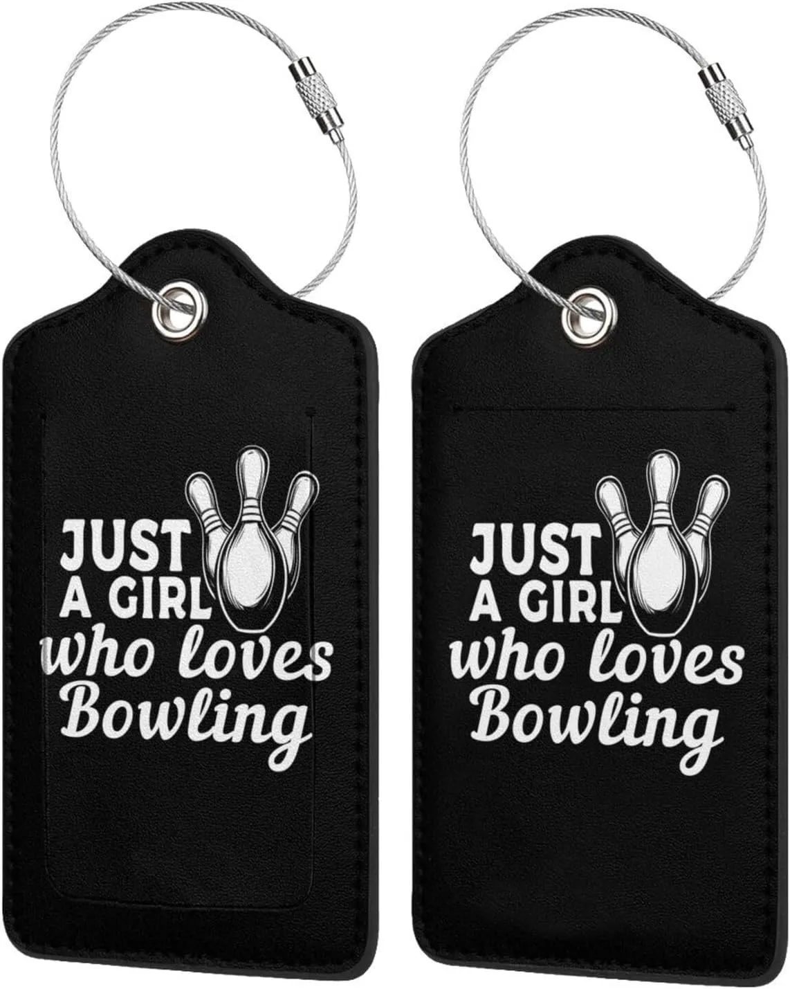 Luggage Tag Just A Girl Who Loves Bowling Pu Leather Identifiers Id Tag Bag Suitcase Labels