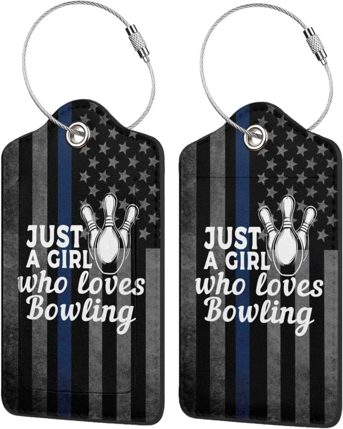 Luggage Tag Just A Girl Who Loves Bowling Pu Leather Identifiers Id Tag Bag Suitcase Labels