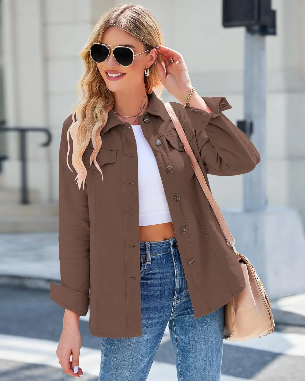 luvamia 2025 Jean Jackets for Women Fashion Denim Jacket Western Oversized Shacket Jacket Button Up with Pockets