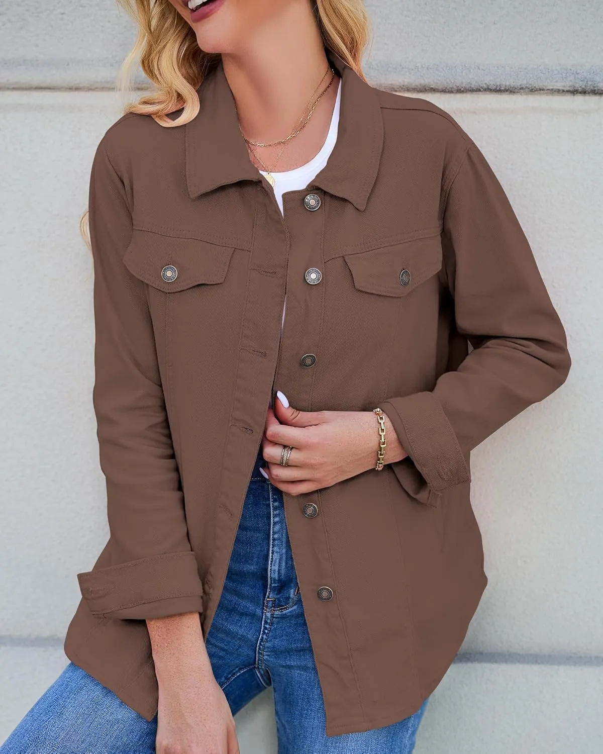 luvamia 2025 Jean Jackets for Women Fashion Denim Jacket Western Oversized Shacket Jacket Button Up with Pockets