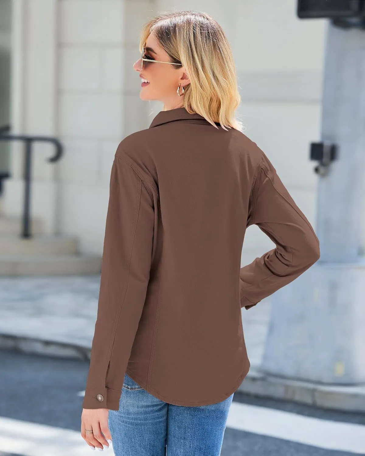 luvamia 2025 Jean Jackets for Women Fashion Denim Jacket Western Oversized Shacket Jacket Button Up with Pockets