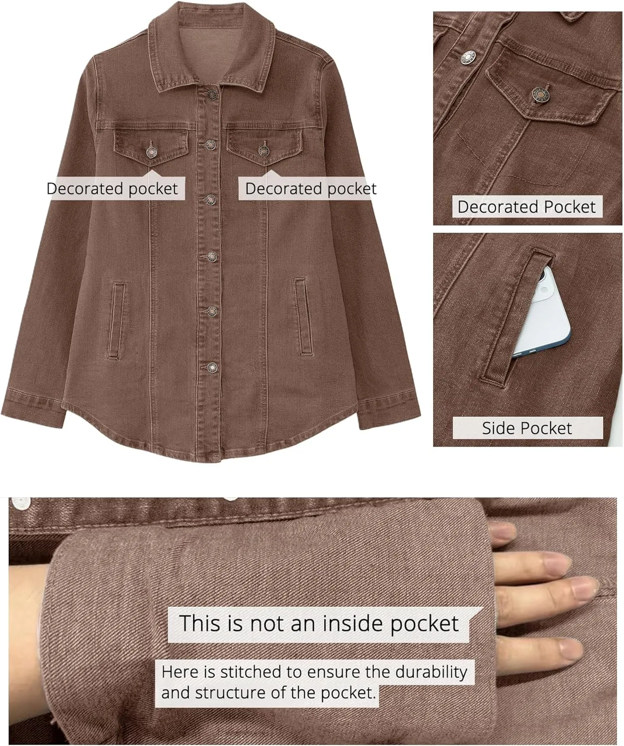 luvamia 2025 Jean Jackets for Women Fashion Denim Jacket Western Oversized Shacket Jacket Button Up with Pockets