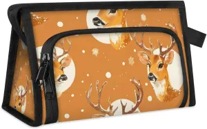 Makeup Bag Deer Watercolor Travel Toiletry Bag Makeup Organizer Portable Make Up Bags for Women Cosmetic Bag with Handle
