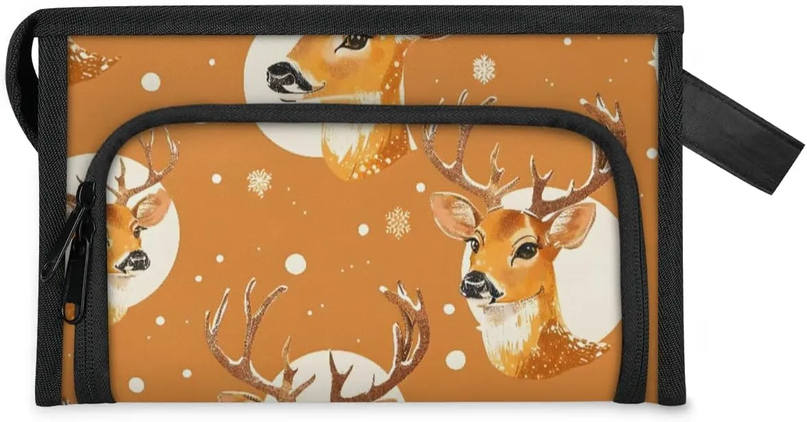 Makeup Bag Deer Watercolor Travel Toiletry Bag Makeup Organizer Portable Make Up Bags for Women Cosmetic Bag with Handle