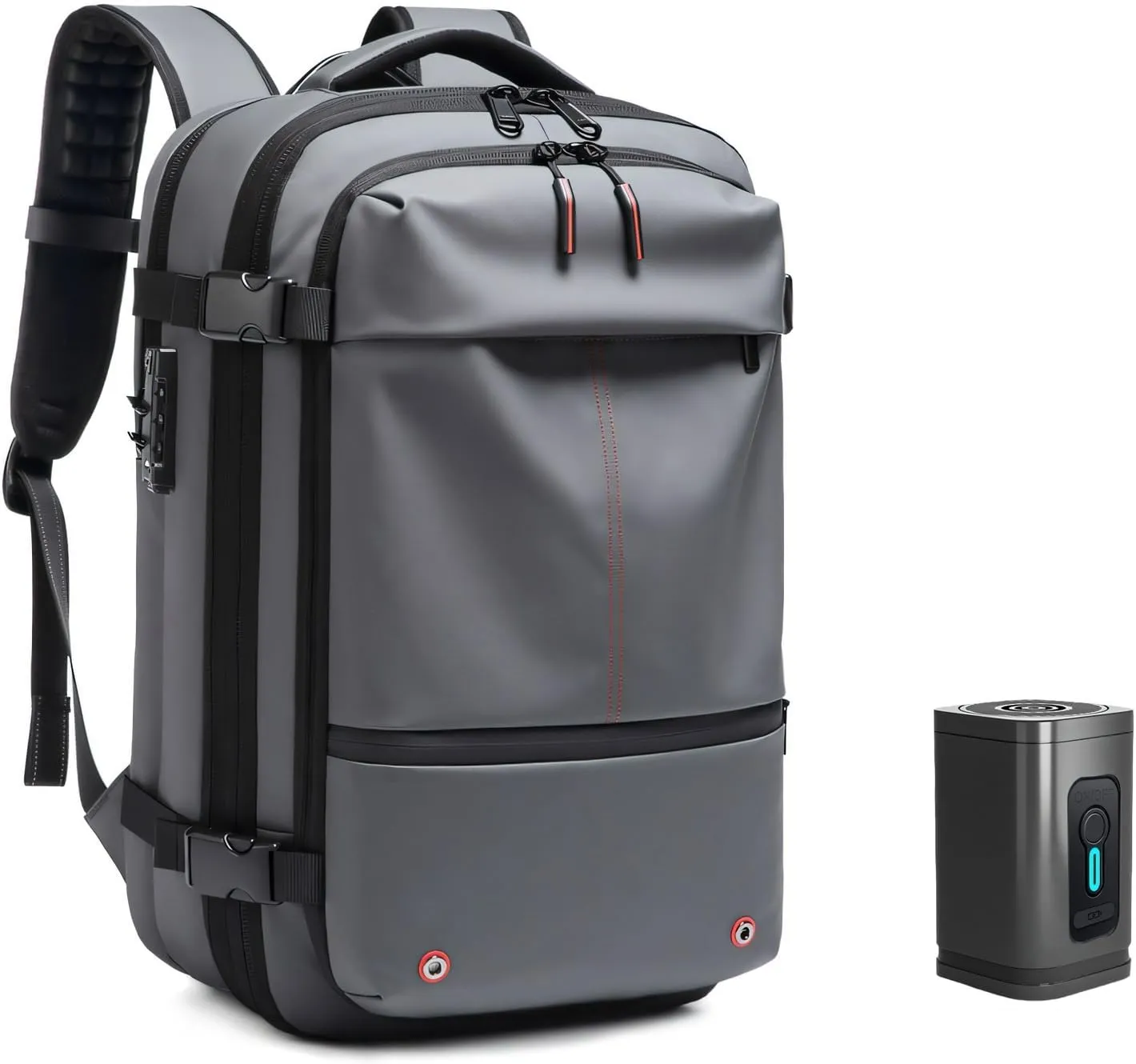 Maklot Airmak Vacuum Backpack with Pump, 2024 New Premium 60L Expandable Waterproof Vacuum Travel Backack (Gray)