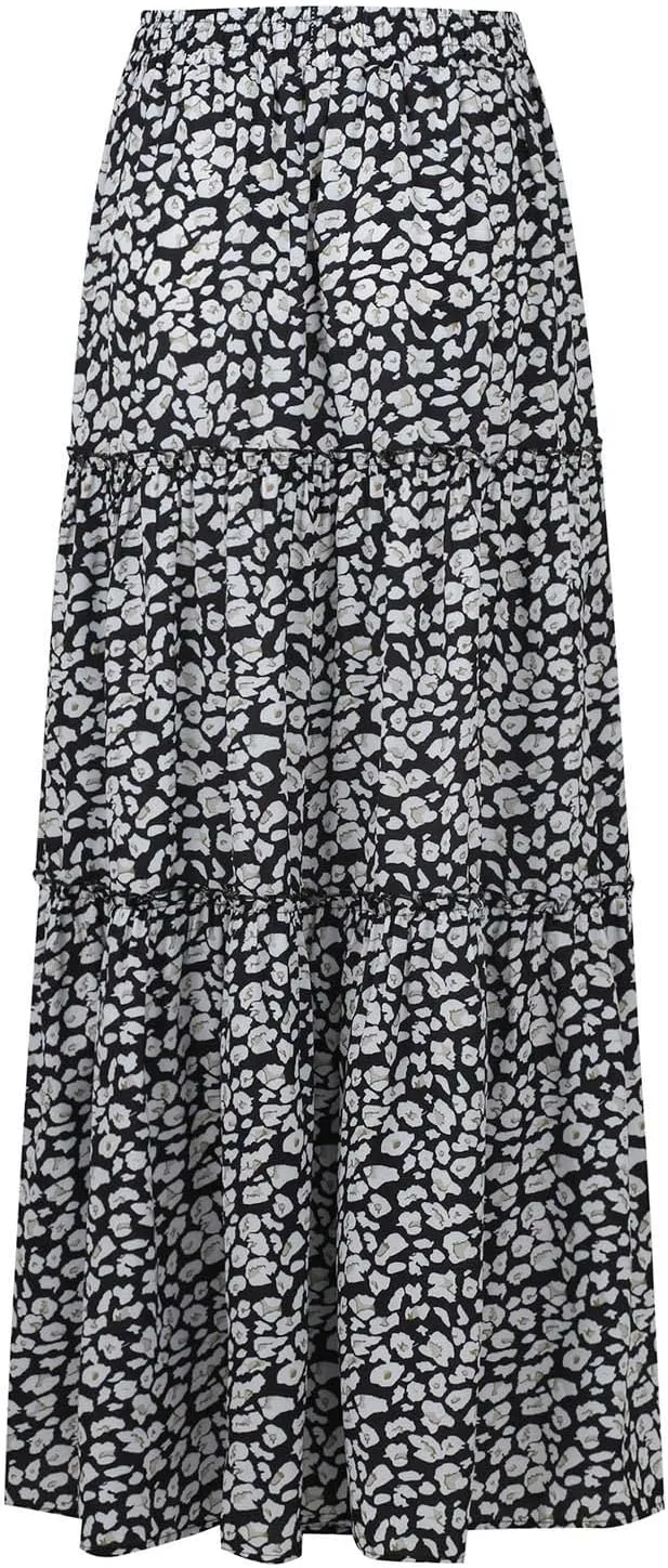 Maxi Boho Skirts for Women Flowy Floral High Waisted Tiered Long Skirts Ladies Casual Bohemian Summer Clothes 2025