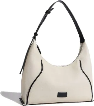 Medium Hobo Purses for Women Contrast Color Canvas Design Women's Shoulder Bags