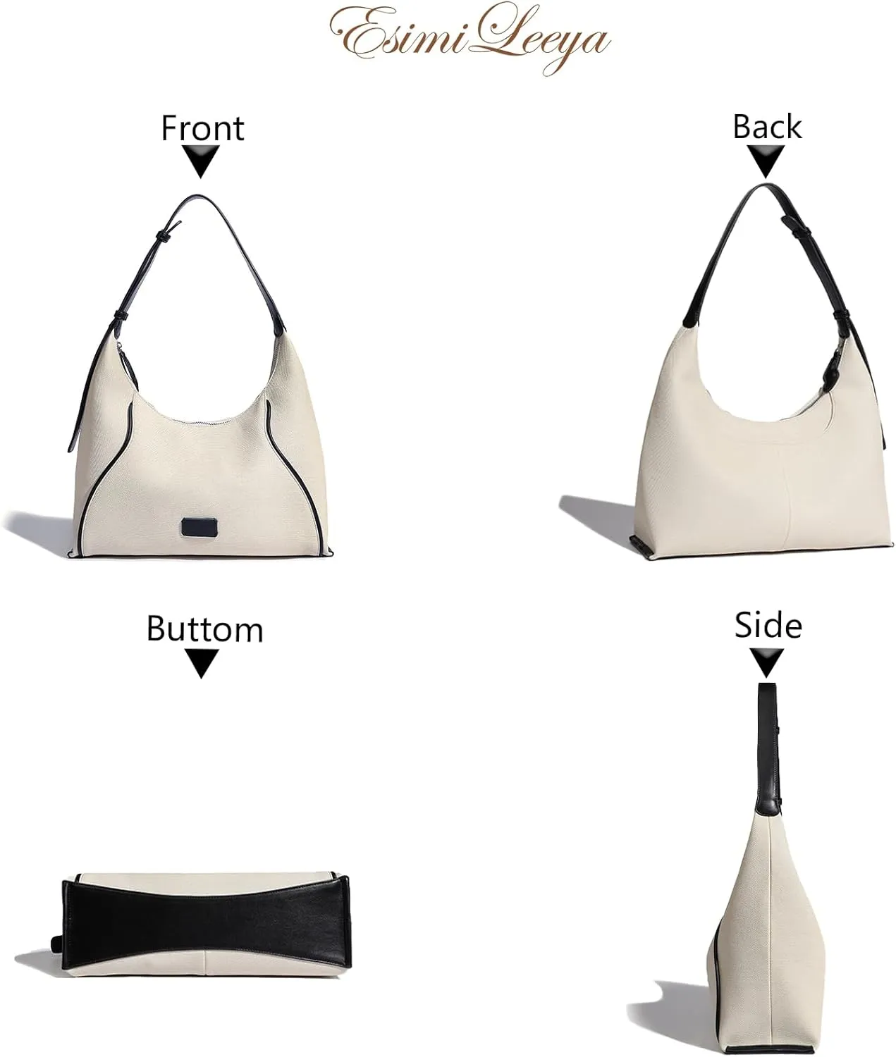 Medium Hobo Purses for Women Contrast Color Canvas Design Women's Shoulder Bags