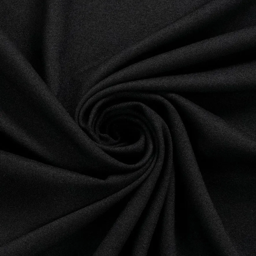 Medium Weight Crepe Poly Suiting - Black 150CM