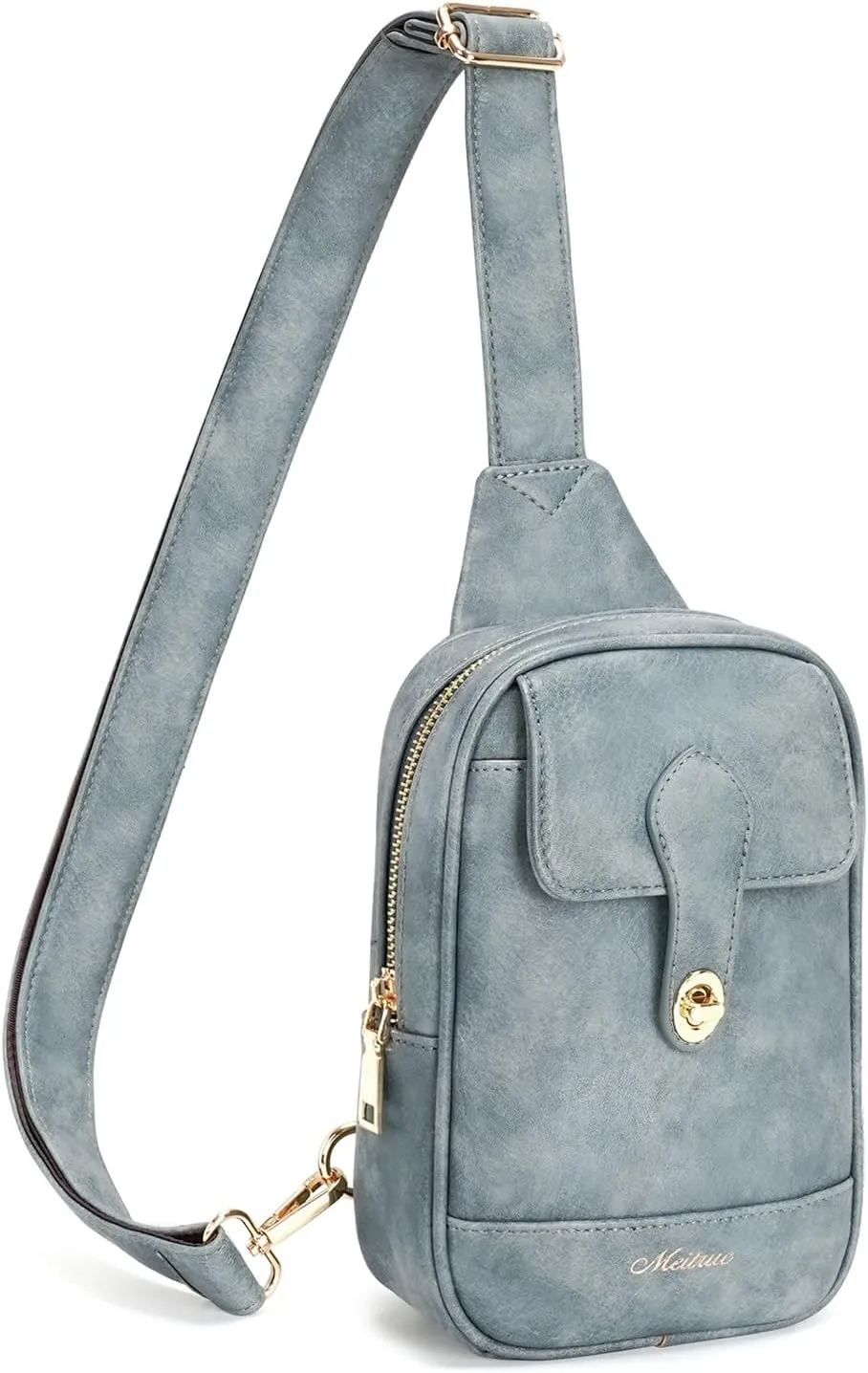 MEITRUE Small Sling Bag for Women Crossbody Bag Vegan Leather Sling Fanny Pack Cell Phone Purse with Adjustable Guitar Strap