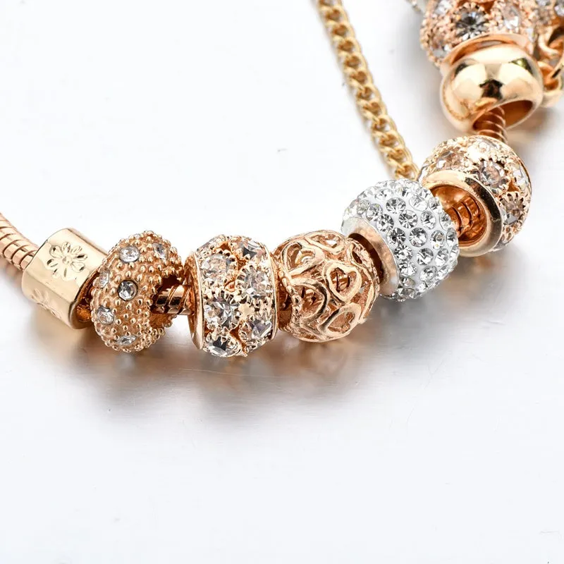 MELIHE Luxury Crystal Heart Charm Bracelets & Bangles Gold Color Bracelets For Women Jewellery Pulseira Feminina Sbr170020