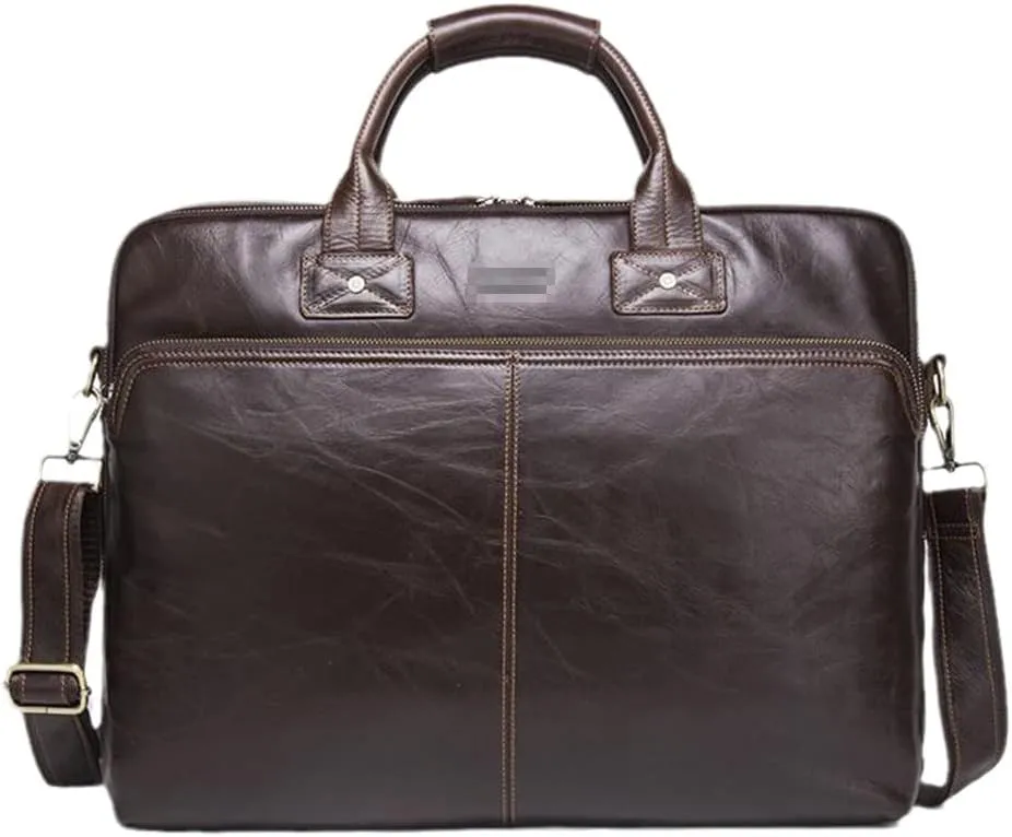 Men Business Briefcase Computer Bag Women Genuine Leather Laptop Handbag Luxury Shoulder Bags