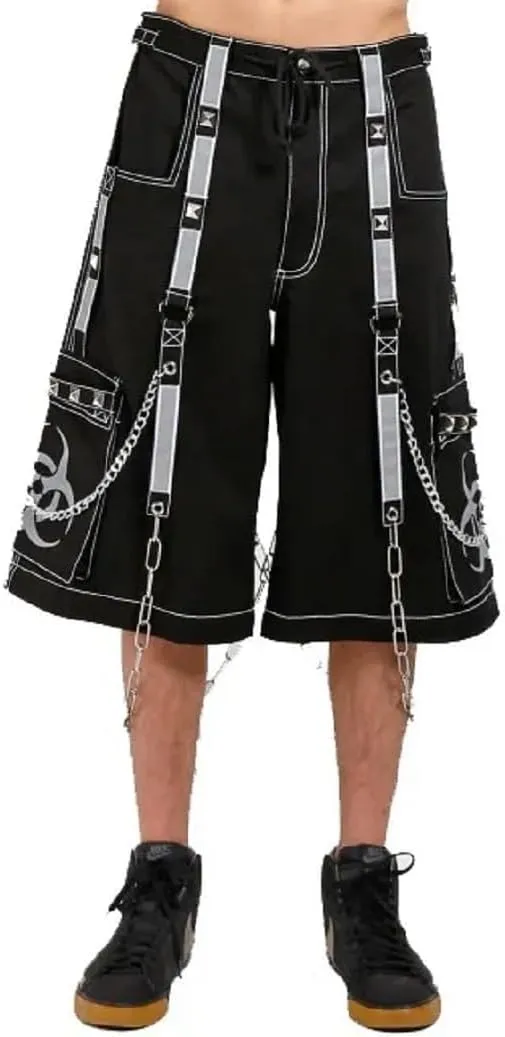Men Gothic Bondage Reflective Men Street Walker Pant Alternative Punk Rock Emo Trouser Pant Shorts