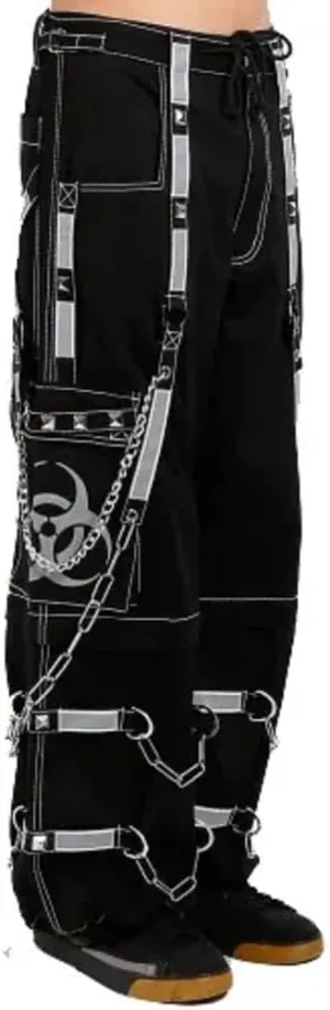 Men Gothic Bondage Reflective Men Street Walker Pant Alternative Punk Rock Emo Trouser Pant Shorts