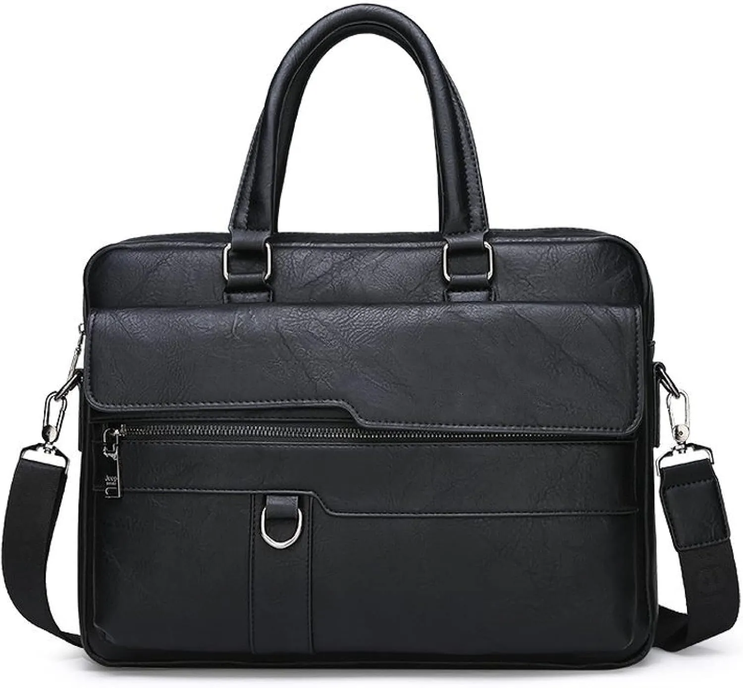 Mens 14 Inches Laptop Briefcase Faux Leather Messenger Shoulder Bags Business Satchel Black