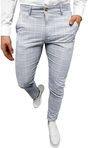 Men's Plaid Dress Pants Slim Fit Lightweight Business Work Trousers Zip Off Casual Strecth Golf Pencil Chinos with Pockets