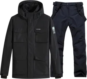 Mens Ski Suits Windproof Snowboard Ski Jacket and Pants Set Insulated Snowsuit Winter Warm Snowboarding Snow Jackets