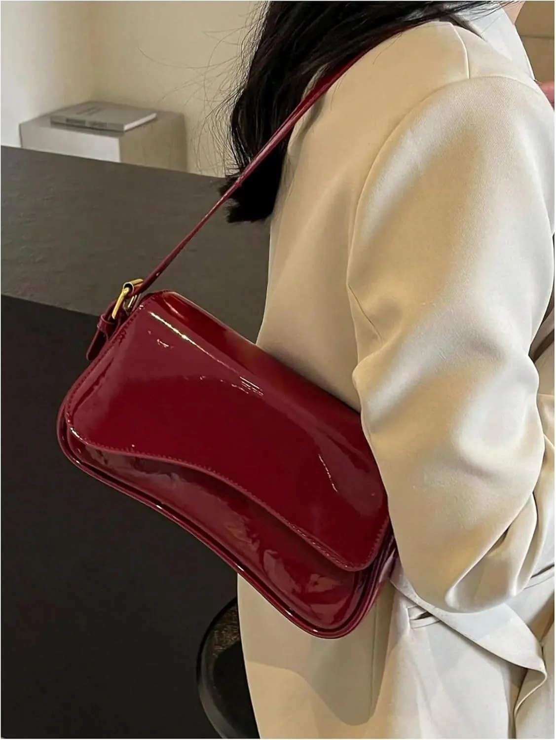 Milumia Women's Pu Leather Flap Square Handbag Y2k Hobo Shoulder Bags Clutch Purse