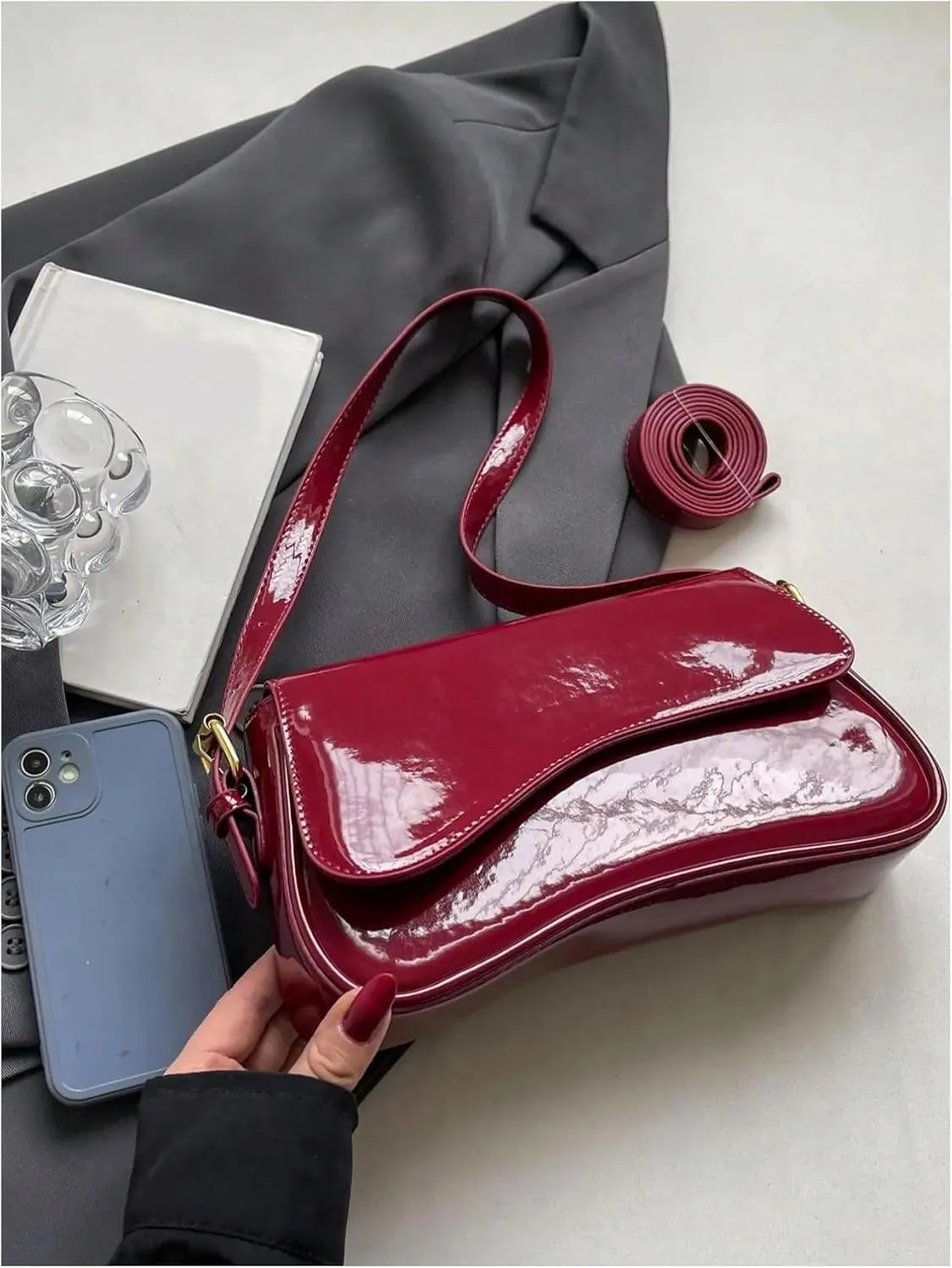 Milumia Women's Pu Leather Flap Square Handbag Y2k Hobo Shoulder Bags Clutch Purse