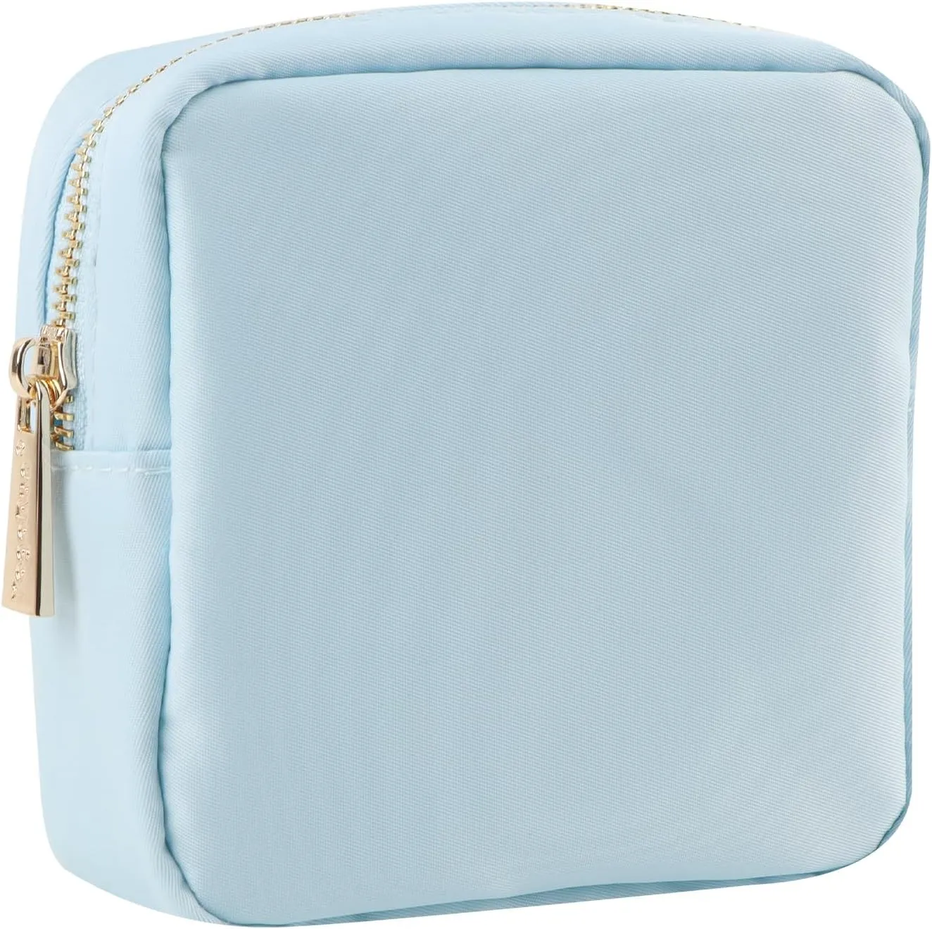 Mini Makeup Bag Pouch for Purse Mini Toiletry Bag for Women Zipper Wallet Coins Purse Water-resistant Nylon Zipper Pouch with Three Pocket (S,Light Blue)