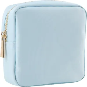 Mini Makeup Bag Pouch for Purse Mini Toiletry Bag for Women Zipper Wallet Coins Purse Water-resistant Nylon Zipper Pouch with Three Pocket (S,Light Blue)
