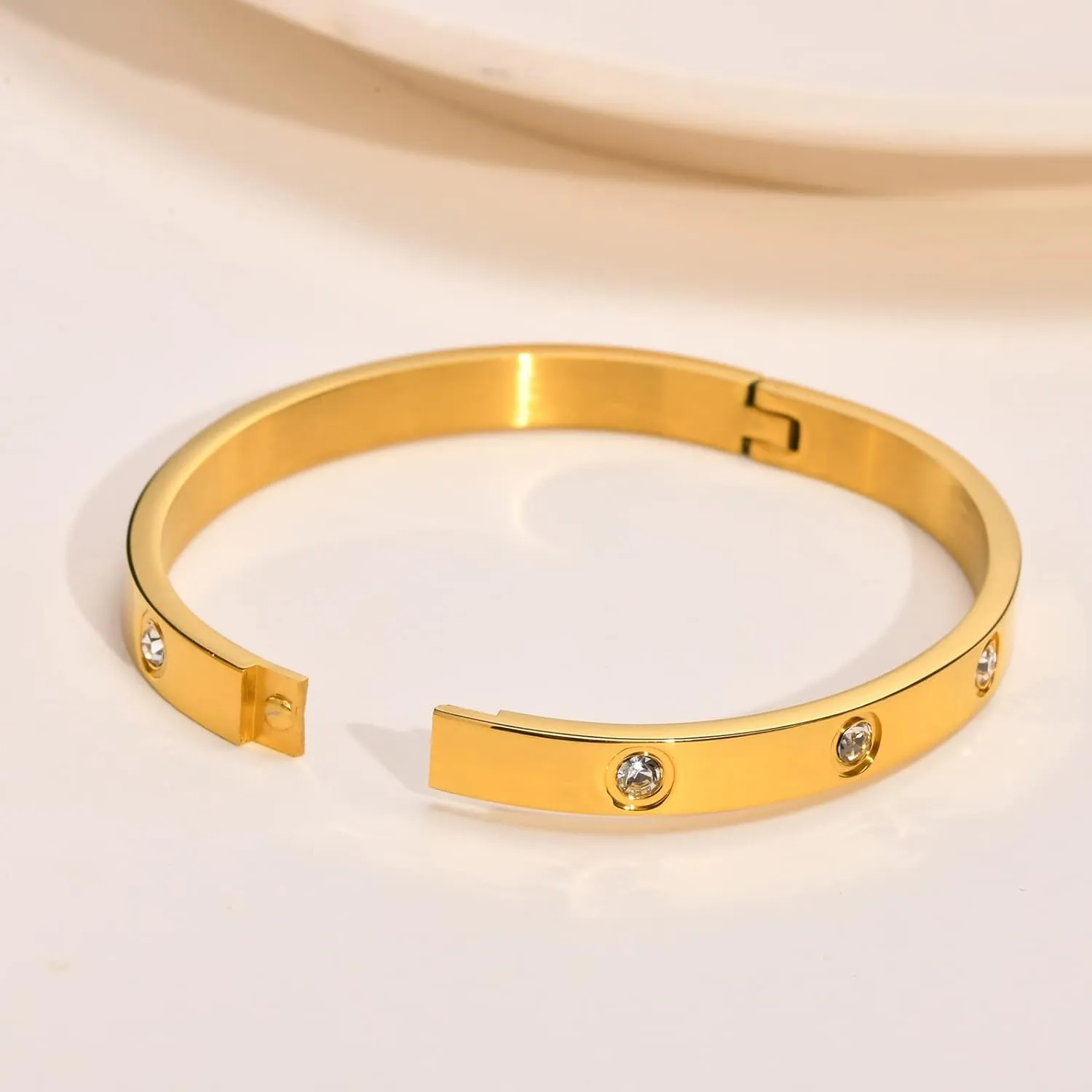 MPRAINBOW Gold Bracelets for Women, 2Pcs 18K Gold Plated Cubic Zirconia Bangle Crystal Friendship Bracelet Jewelry,Wedding Party Christmas Birthday Gifts for Her Girlfriend Sister Daughter