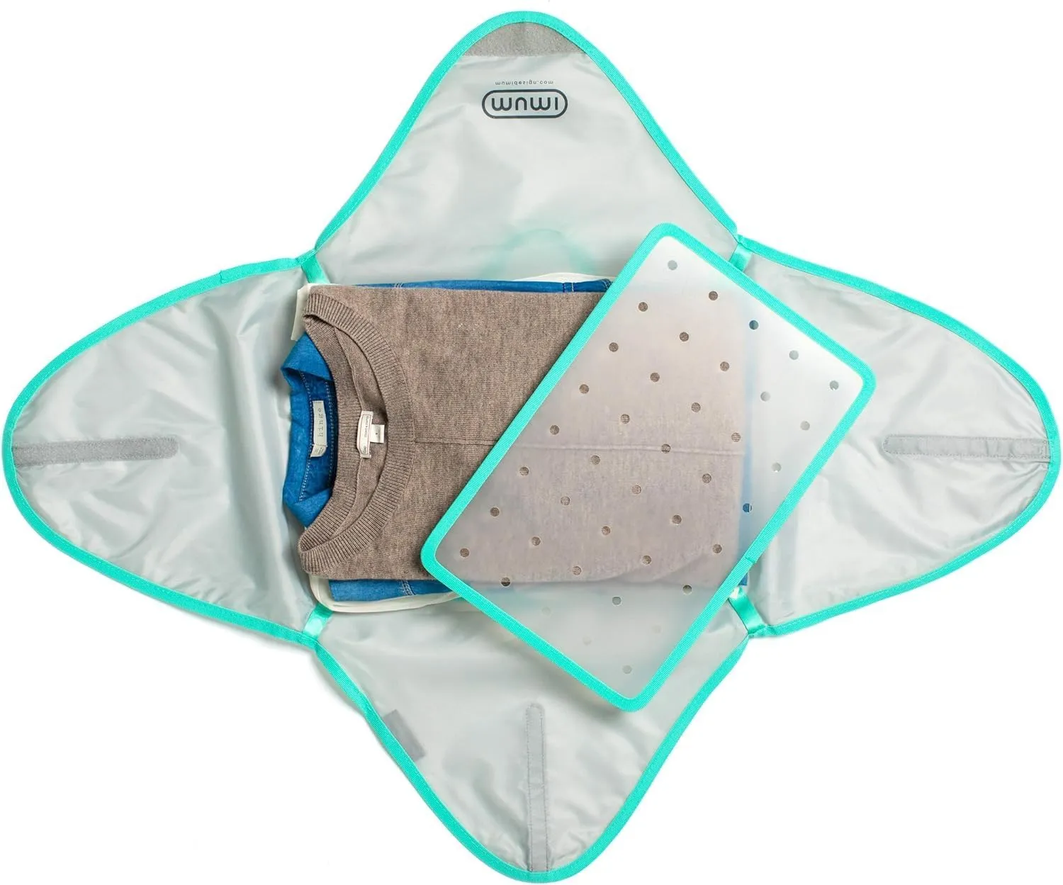 MUMI Design Travel Garment Bag Clothes Folder  14.5 x 10.5 Packing Bag & Organizer for Luggage | Large-Capacity, Anti-Wrinkle Garment Bags for Travel, Carry-On Suitcases & Clothing Storage (Aqua)