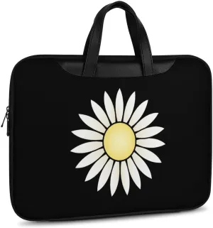 Nature Flowers Daisy Leather Bag Laptop Case Slim Water Resistant Computer Bags with Handle Briefcase for Work