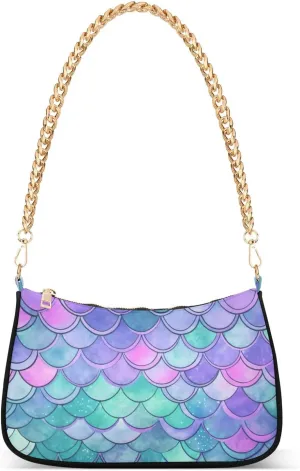 Nautical Blue Watercolor Waves Small Shoulder Bag for Women, Cute Shoulder Bags Aesthetic