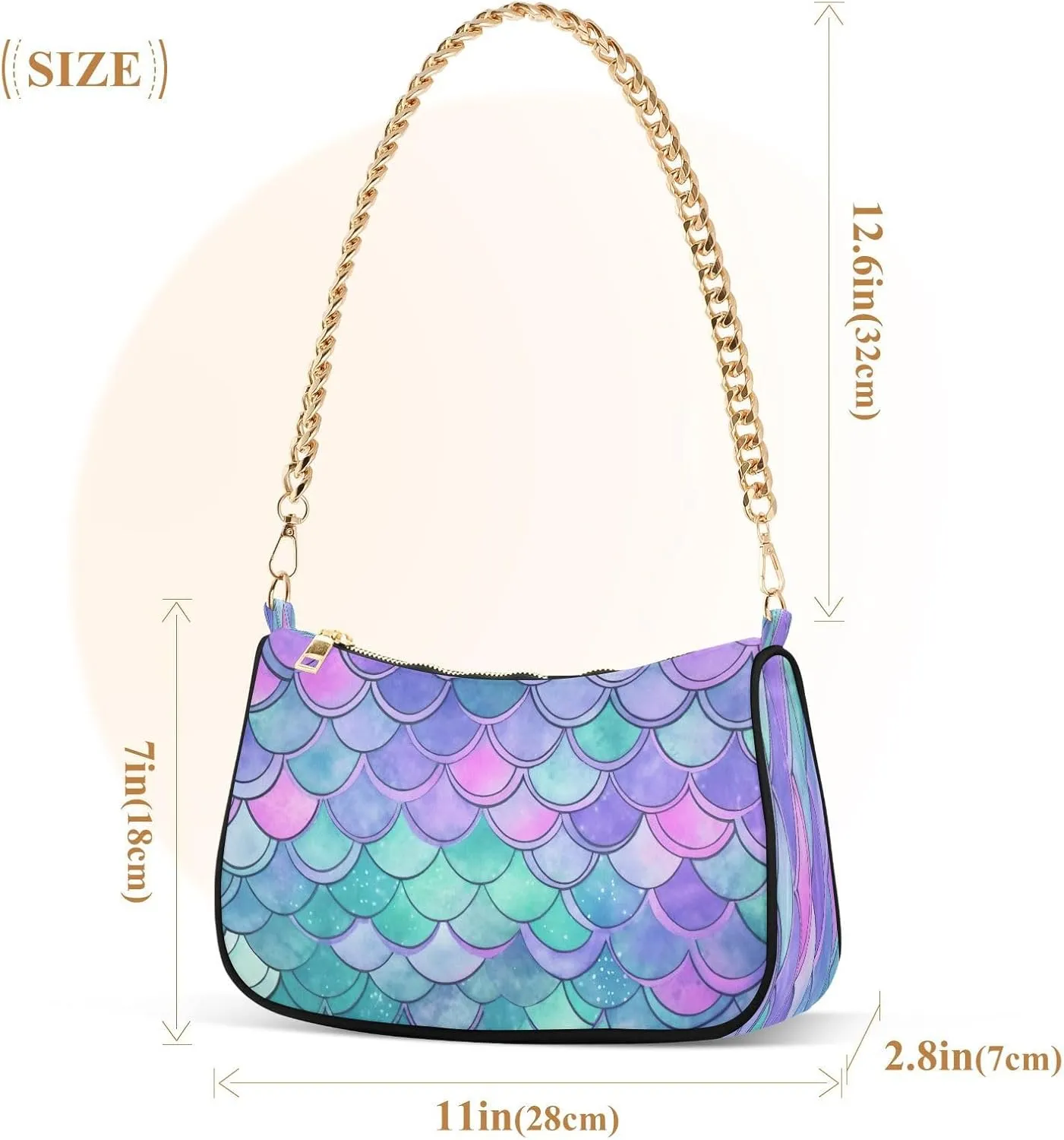 Nautical Blue Watercolor Waves Small Shoulder Bag for Women, Cute Shoulder Bags Aesthetic