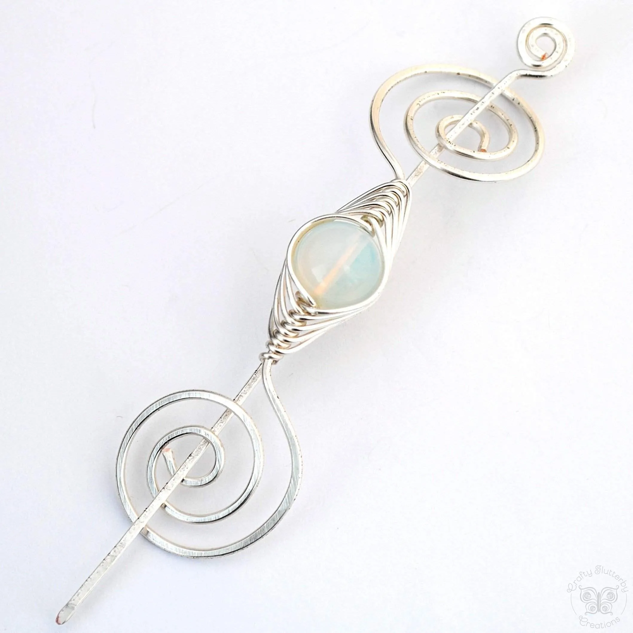 October Opal Shawl Pin - Noteworthy Birthstone Silver