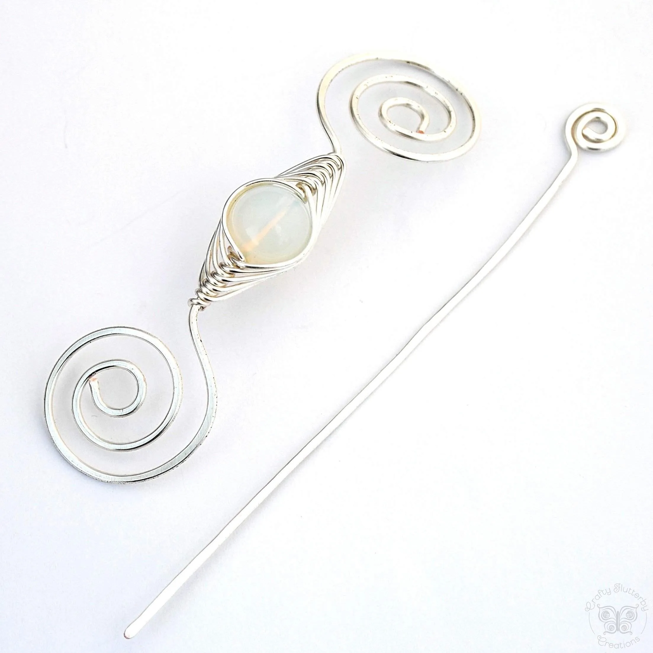 October Opal Shawl Pin - Noteworthy Birthstone Silver