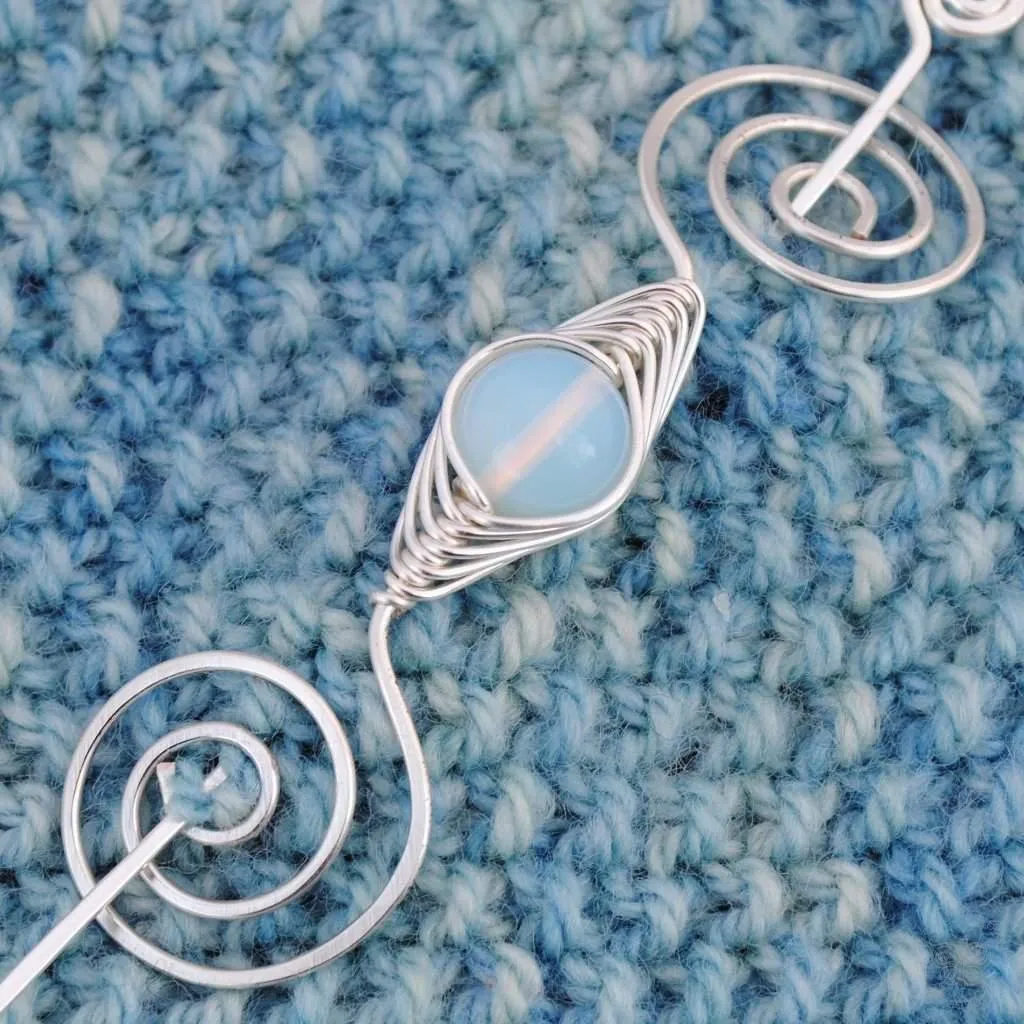 October Opal Shawl Pin - Noteworthy Birthstone Silver