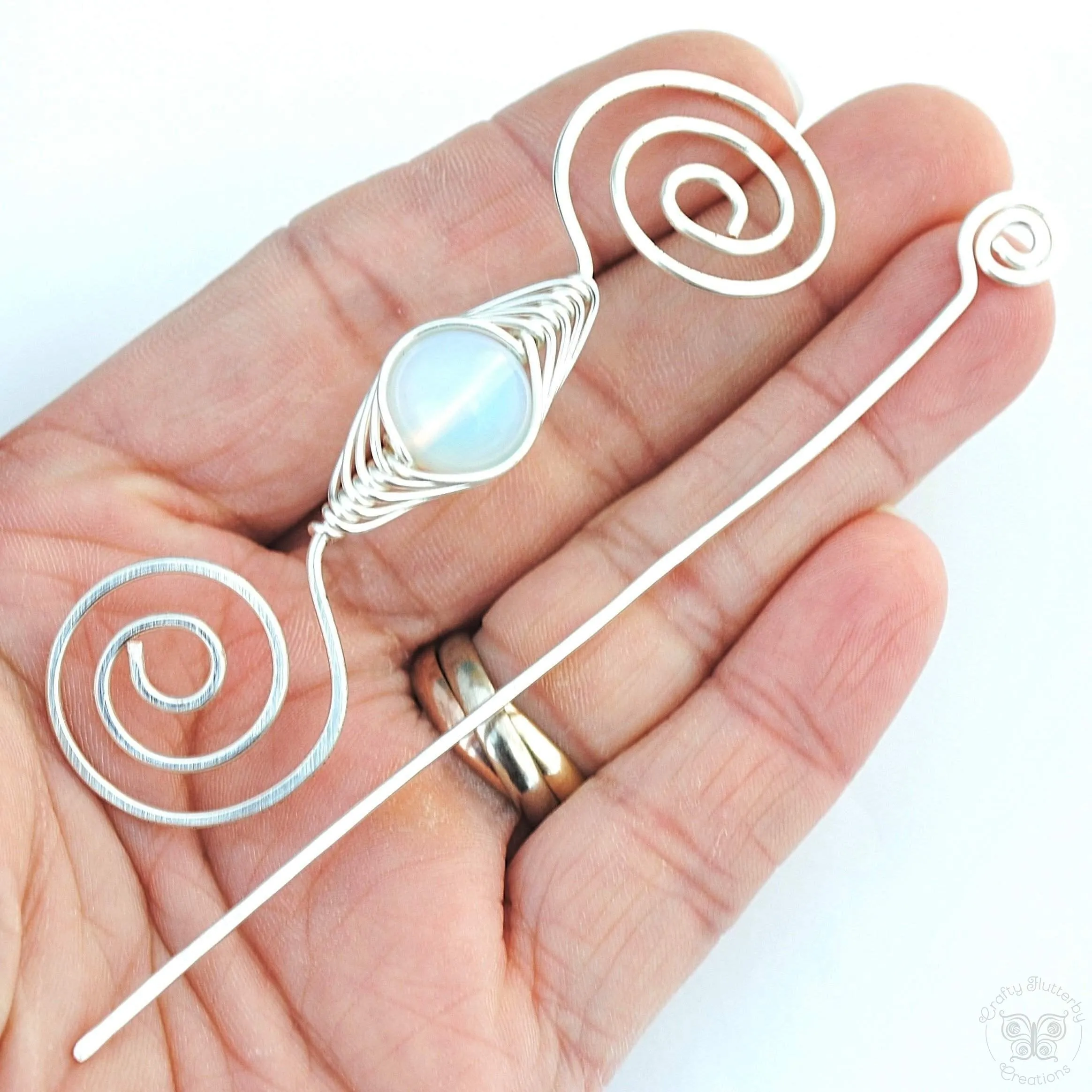 October Opal Shawl Pin - Noteworthy Birthstone Silver