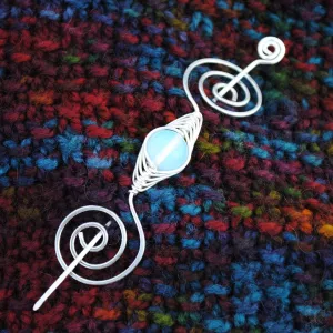 October Opal Shawl Pin - Noteworthy Birthstone Silver