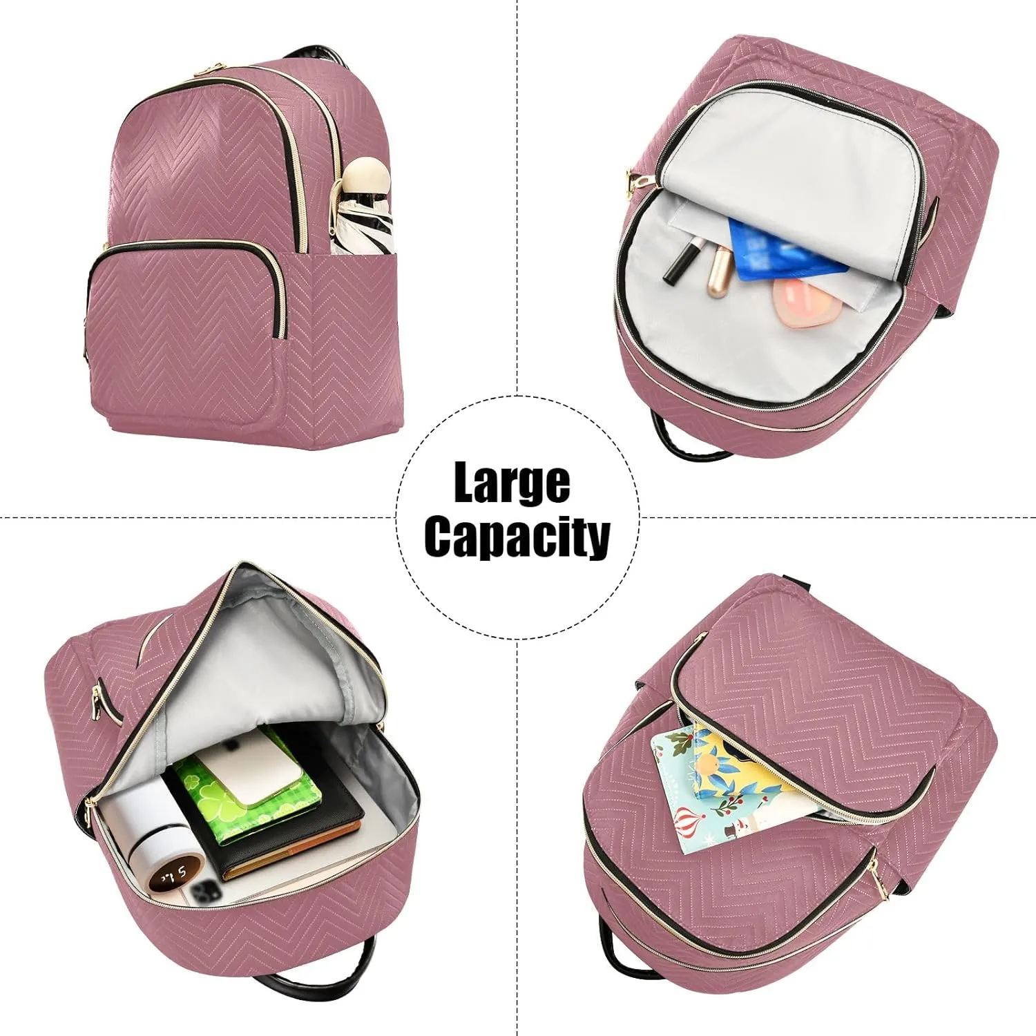 ODAWA Rose Gold Purse Backpack for Women Ladies Shoulder Bags Small Backpack Purse for Women