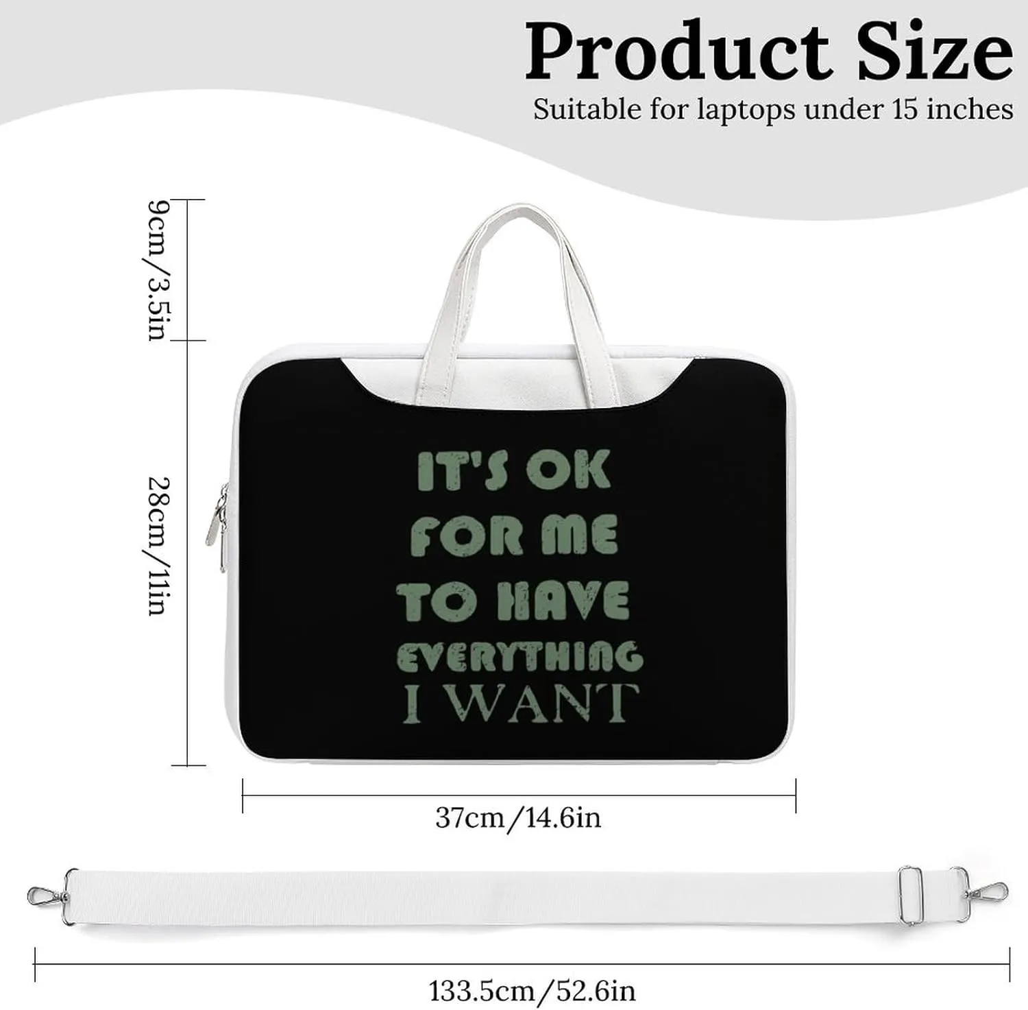 OK For Me To Have Everything I Want Leather Bag Laptop Case Slim Water Resistant Computer Bags with Handle Briefcase for Work