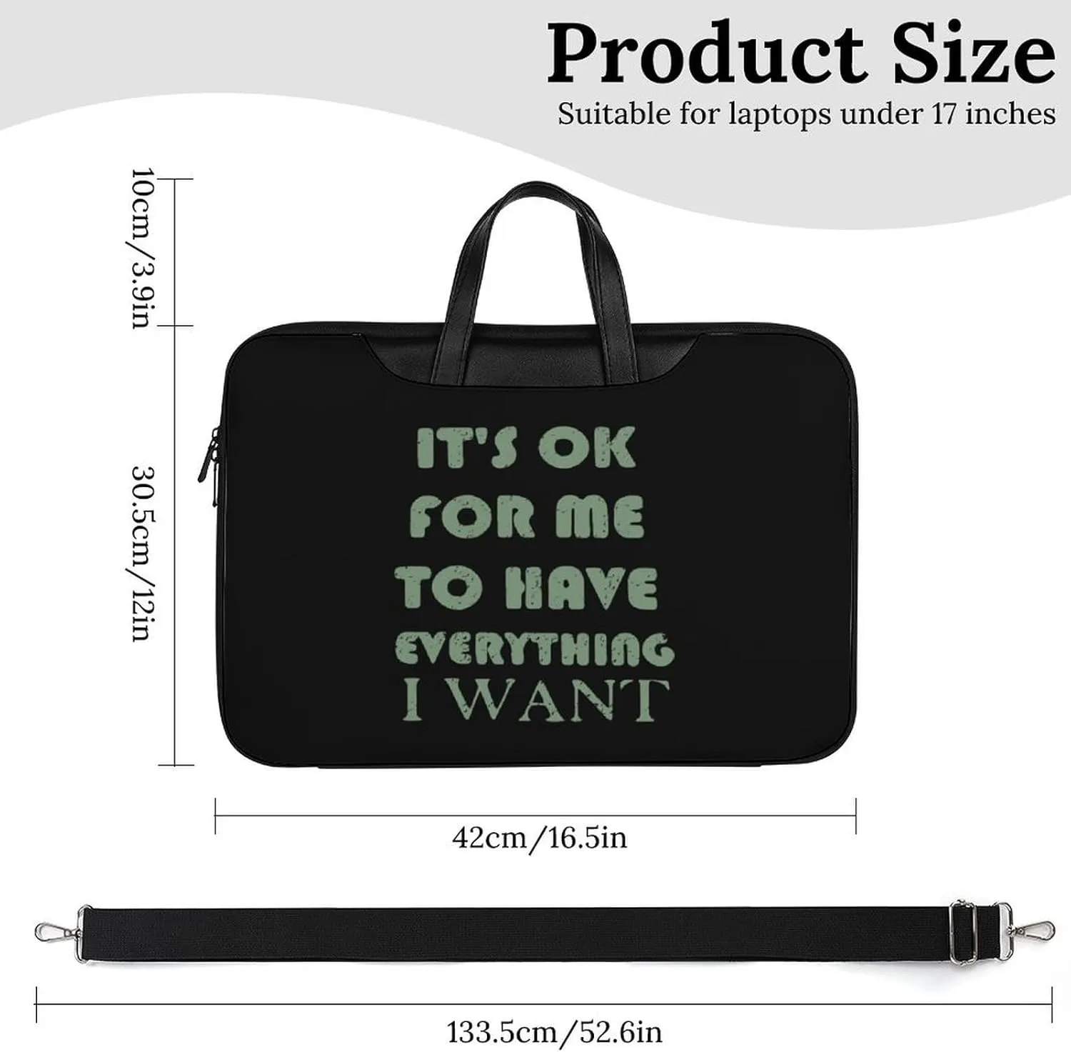 OK For Me To Have Everything I Want Leather Bag Laptop Case Slim Water Resistant Computer Bags with Handle Briefcase for Work