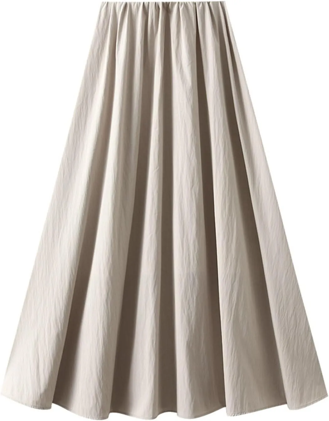 Oplxuo Women's Plain Long Skirt Elastic High Waisted Pleated A Line Midi Skirts Solid Color Casual Party Skirts