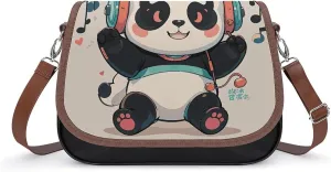 Panda Shoulder Bags PU Leather Shoulder Handbag Large Capacity Crossbody Bag for Women
