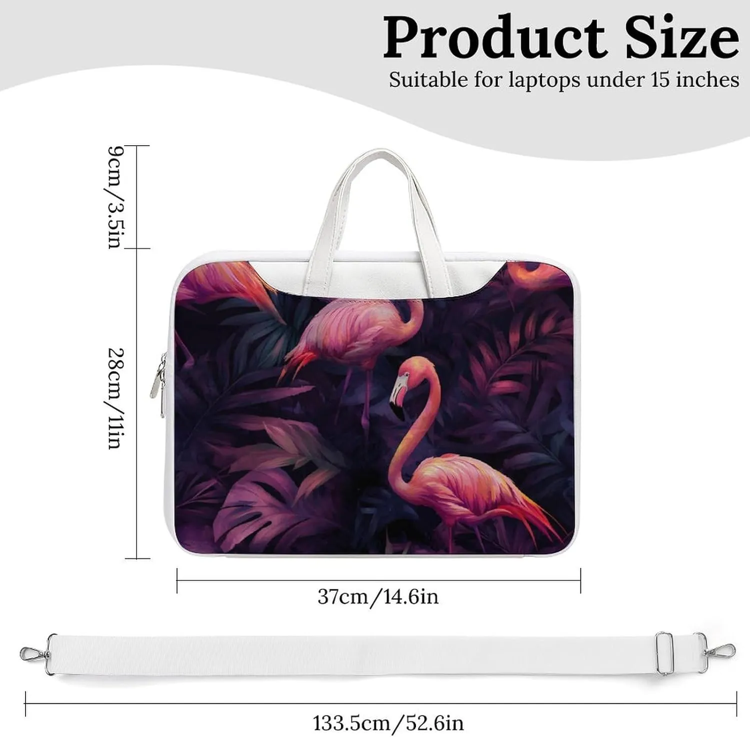 Passion Flamingos Tropical Plants Leather Bag Laptop Case Slim Water Resistant Computer Bags with Handle Briefcase for Work