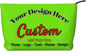 Personalized Custom Makeup Bag Add Your Own Photo Text Name Logo Image Cosmetic Bags Green Customized Gift Women